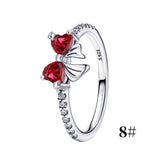 925 Sterling Silver Red Bow Matching Necklace Ring Earrings