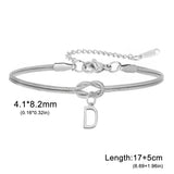 Stainless Steel Initial Love Knot Double Snake Chain Bracelet - 2 Colours - 26 Letters