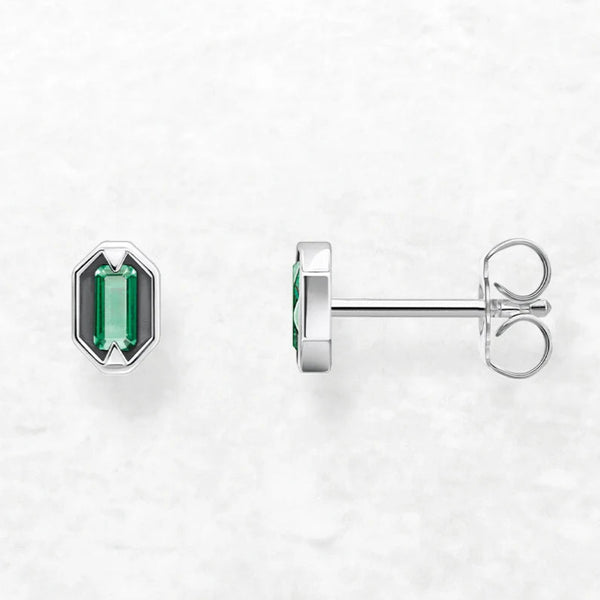 925 Sterling Silver Green Stud Earrings