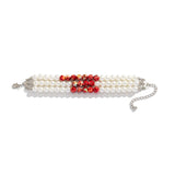 Multilayer Red Imitation Pearl Bracelet/Earrings
