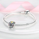 925 Sterling Silver Colourful Candy Skull Charm