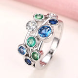 Fashion Multi-coloured Cubic Zirconia Circles Ring
