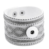 Fashion Multi-layer Wide Cuff Pu Leather 18mm Snap Bracelet - 26 Options