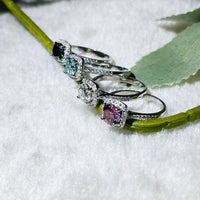 925 Sterling Silver 1 Carat Coloured Moissanite Ring - 13 Colours