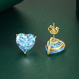 925 Sterling Silver Heart Coloured CZ 10*10mm Stud Earrings - 12 Options