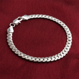 925 Sterling Silver Bracelet 6mm Flat Link Bracelet - 2 Sizes