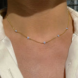 Stainless Steel 4 Leaf CZ Necklace - 2 Colours - 2 Designs