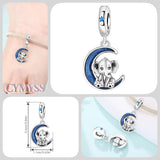 925 Sterling Silver Crescent Moon Elephant  Charm