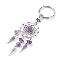 Natural Stone Bohemian Dreamcatcher Alloy Keyring - 3 Colours