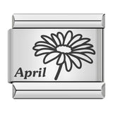 Stainless Steel Birthday Flower Italian Charm -- 12 Options