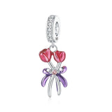 925 Sterling Silver Flower/Leaf Themed Hanging Charm - 25 Options