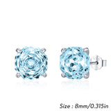 925 Sterling Silver Rose Cut Cubic Zirconia Stud Earrings - 10 Colours
