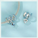 925 Sterling Silver Twisted Stars Hanging Heart Charm