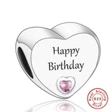 925 Silver Pink CZ Family Heart Charm - 50 Options