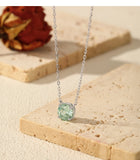 925 Sterling Silver Rose Cut Paraiba Blue/Green CZ Octagon Necklace - 2 Options