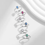 925 Sterling Silver Classic Elegant Oval Cubic Zirconia Ring - 6 Colours