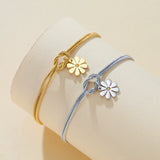 Stainless Steel Daisy Knot Double Layer Snake Chain Bracelet - 2 Options