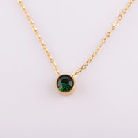 Stainless Steel Round Birthstone Pendant Necklace - 2 Colours - 12 Options