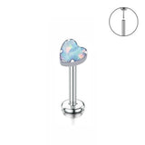 Titanium Heart Opal Body Piercing Stud - 4 Colours - 7 Sizes