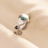 Stainless Steel Turquoise Colour Open Ring - 56 Options