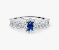 925 Sterling Silver Royal Blue Oval CZ Ring