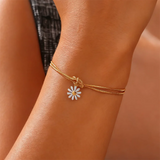 Stainless Steel Flower Knot Double Snake Chain Bracelet - 10 Options