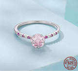 925 Sterling Silver Sakura Cut Pink Cubic Zirconia Ring