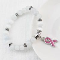 Fashion Natural Stone Pink Ribbon Bracelet - 6 Options