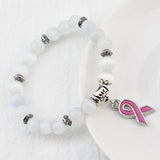 Fashion Natural Stone Pink Ribbon Bracelet - 6 Options