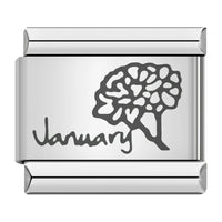 Stainless Steel Month Flower Italian Charm - 12 Options