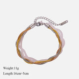 Stainless Steel Tri-colour Twisted Snake Chain Bracelet/Necklace/Set