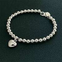 925 Sterling Silver Beaded Heart Bracelet