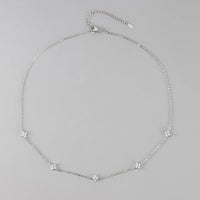 Stainless Steel 4 Leaf CZ Necklace - 2 Colours - 2 Designs