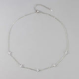 Stainless Steel 4 Leaf CZ Necklace - 2 Colours - 2 Designs