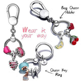 925 Sterling Silver O Pendant Keyring - 4 Options