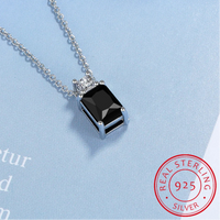 925 Sterling Silver Emerald Cut CZ Pendant Necklace - 9 Colours
