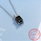 925 Sterling Silver Emerald Cut CZ Pendant Necklace - 9 Colours