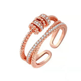 Fashion Crystal Fidget Open Ring - 3 Colours