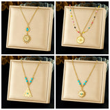 Stainless Steel Golden Turquoise Necklace - 4 Options