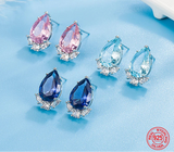 925 Sterling Silver Water Drop CZ Earrings - 3 Colours