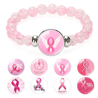 Fashion Breast Cancer Awareness Pink Ribbon Beaded Bracelet  - 8 Options
