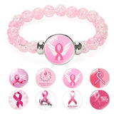 Fashion Breast Cancer Awareness Pink Ribbon Beaded Bracelet  - 8 Options