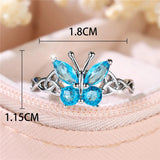 Fashion Blue CZ Butterfly Ring - 2 Colours