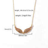 Stainless Steel Full Pave Angel Wing Necklace - 11 Options
