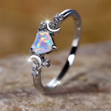 Fashion Faux Opal Heart Colour Ring - 2 Colours