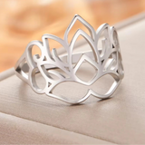 Stainless Steel  Lotus Flower Ring - 2 Colours