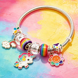 Fashion Cartoon Unicorn Rainbow Sun Flower Charm Bracelet