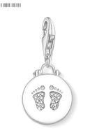 925 Sterling Silver Footprint Disc Hanging Charm - 2 Options
