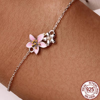 925 Sterling Silver Original Pink Cherry Blossom Bracelet