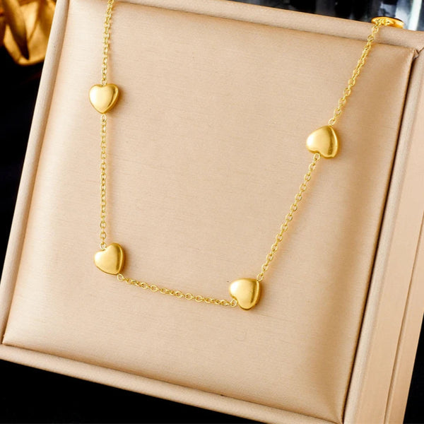 Stainless Steel Gold Colour Heart Necklace